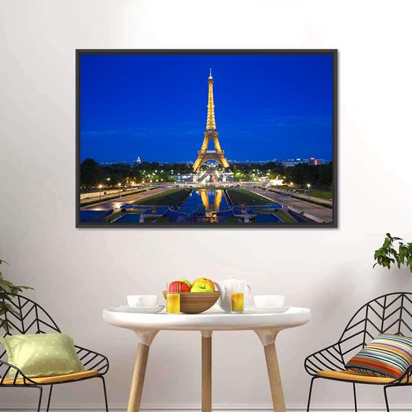 Eiffel Tower Illuminated Vertical Canvas Wall Art-3 Vertical-Gallery Wrap-12" x 25"-Tiaracle