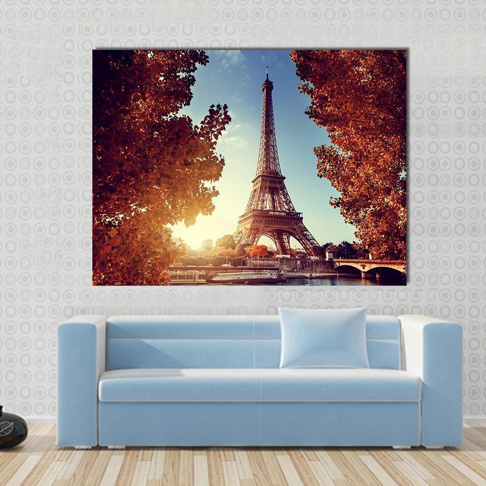 Eiffel Tower In Autumn Canvas Wall Art-1 Piece-Gallery Wrap-36" x 24"-Tiaracle