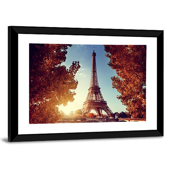 Eiffel Tower In Autumn Canvas Wall Art-5 Horizontal-Gallery Wrap-22" x 12"-Tiaracle