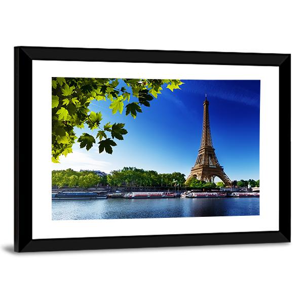 Eiffel Tower In Sunrise Time Canvas Wall Art-5 Horizontal-Gallery Wrap-22" x 12"-Tiaracle