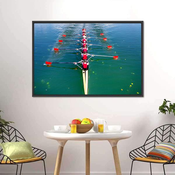 Eight Rowers In Action Canvas Wall Art-5 Horizontal-Gallery Wrap-22" x 12"-Tiaracle