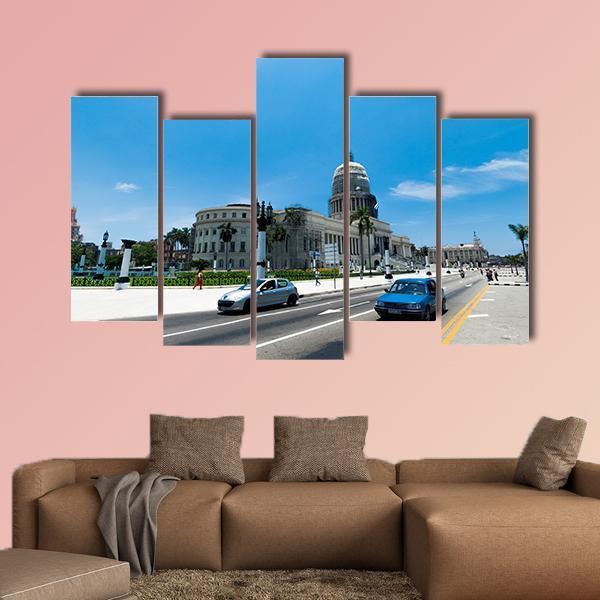 El Capitolio In Havana Canvas Wall Art-5 Pop-Gallery Wrap-47" x 32"-Tiaracle