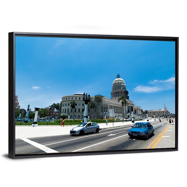 El Capitolio In Havana Panoramic Canvas Wall Art-1 Piece-36" x 12"-Tiaracle