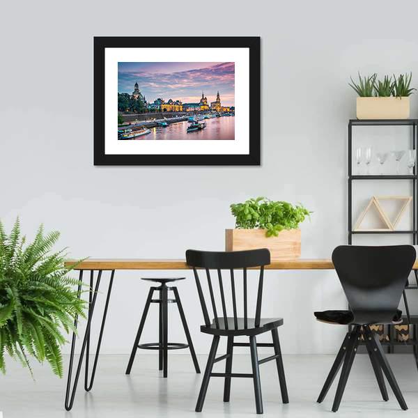 Elbe River Dresden Canvas Wall Art-5 Horizontal-Gallery Wrap-22" x 12"-Tiaracle