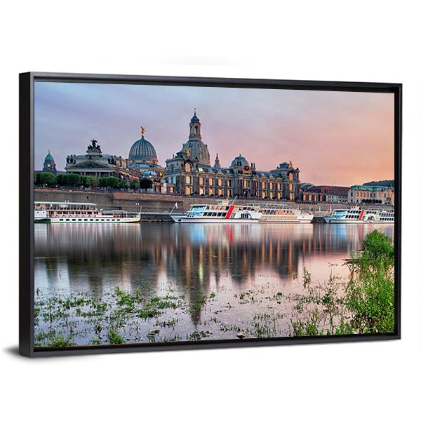 Elbe River In Dresden Panoramic Canvas Wall Art-1 Piece-36" x 12"-Tiaracle