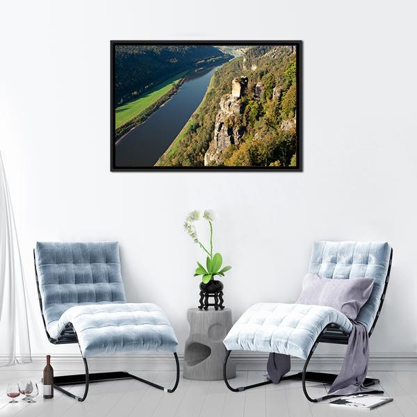 Elbe River In Saxony Canvas Wall Art-5 Horizontal-Gallery Wrap-22" x 12"-Tiaracle