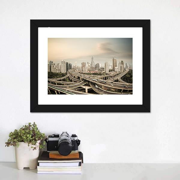 Elevated Road Junction Shanghai Canvas Wall Art-5 Horizontal-Gallery Wrap-22" x 12"-Tiaracle