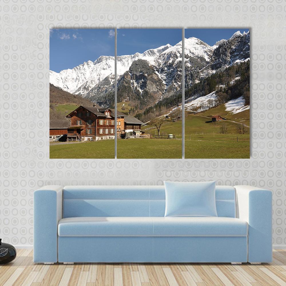 Elm Village Switzerland Canvas Wall Art-3 Horizontal-Gallery Wrap-37" x 24"-Tiaracle