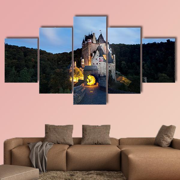 Eltz Castle Germany Canvas Wall Art-5 Star-Gallery Wrap-62" x 32"-Tiaracle