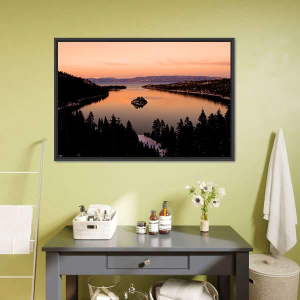 Emerald Bay After Sunset Canvas Wall Art-5 Horizontal-Gallery Wrap-22" x 12"-Tiaracle