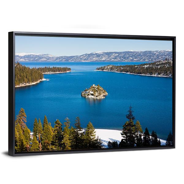 Emerald Bay In Winter Canvas Wall Art-3 Horizontal-Gallery Wrap-25" x 16"-Tiaracle