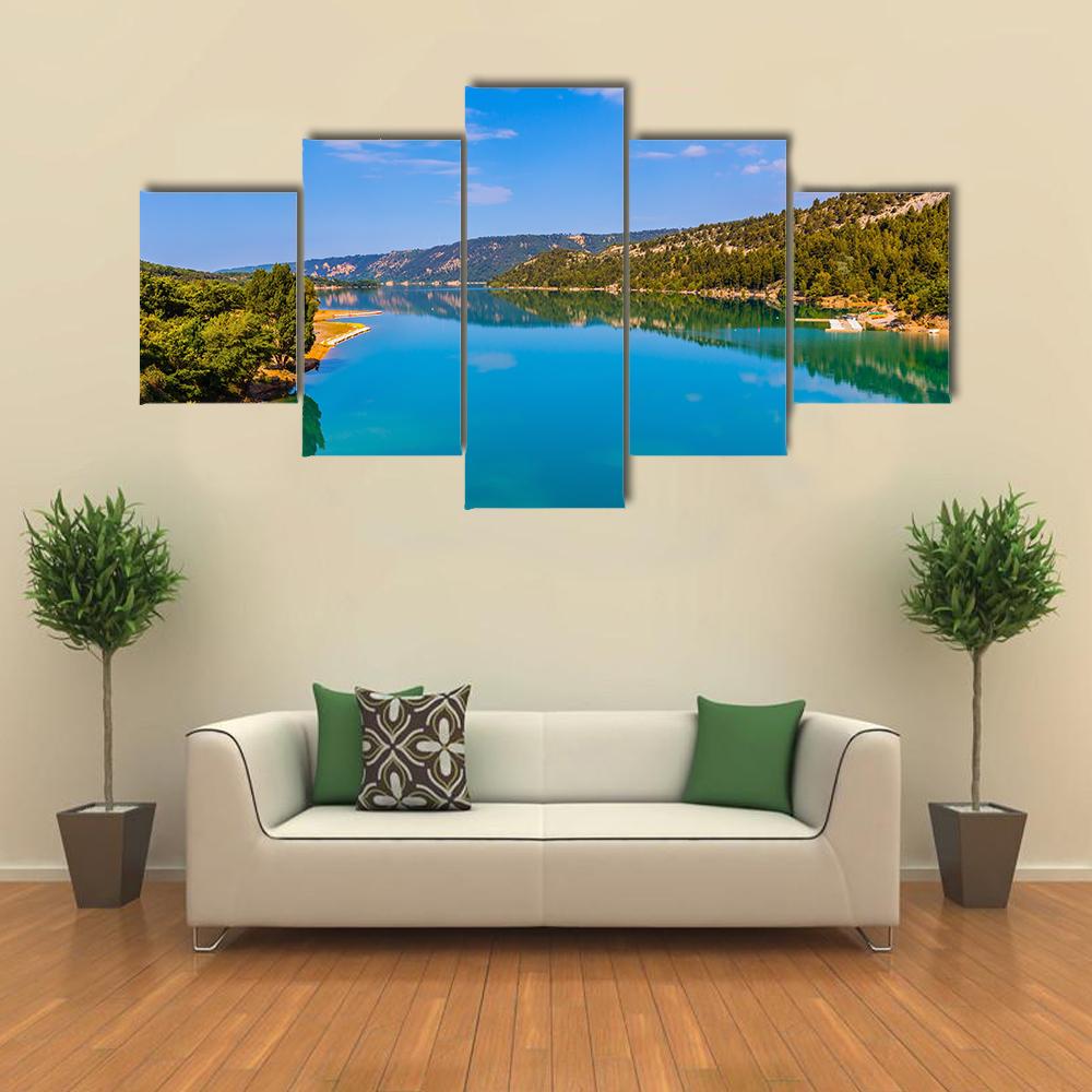 Emerald Green Water Of Lake Sainte Canvas Wall Art-5 Star-Gallery Wrap-42" x 21"-Tiaracle