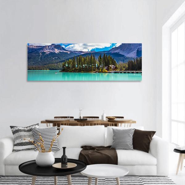 Magic Emerald Lake Panoramic Canvas Wall Art-1 Piece-36" x 12"-Tiaracle