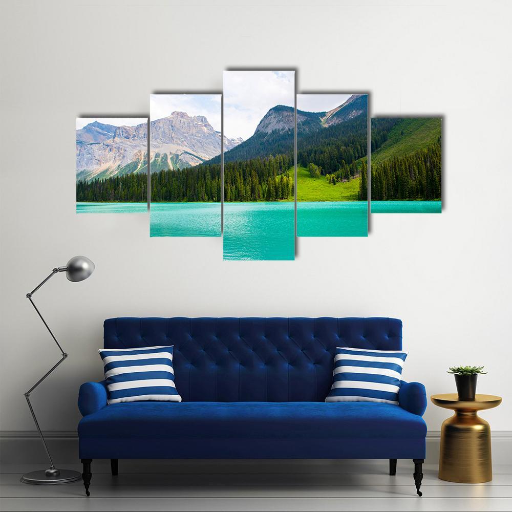 Emerald Lake Canvas Wall Art-5 Star-Gallery Wrap-62" x 32"-Tiaracle