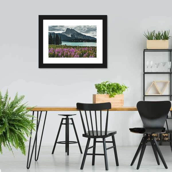 Emerald Lake With Mountains Panoramic Canvas Wall Art-1 Piece-36" x 12"-Tiaracle