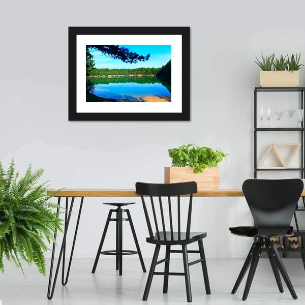 Emerald Water Lake In Forest Canvas Wall Art-3 Horizontal-Gallery Wrap-25" x 16"-Tiaracle