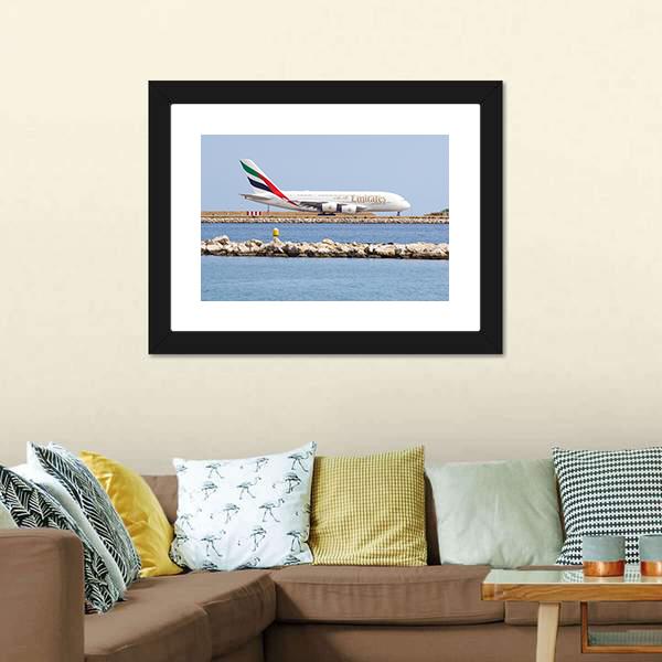 Emirates Passenger Plane Panoramic Canvas Wall Art-1 Piece-36" x 12"-Tiaracle