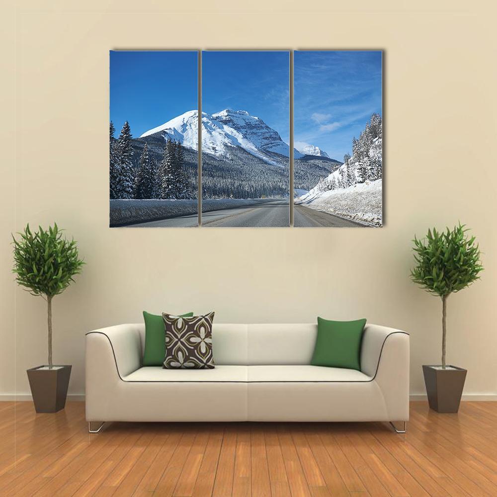 Empty Road At Banff Canvas Wall Art-3 Horizontal-Gallery Wrap-37" x 24"-Tiaracle