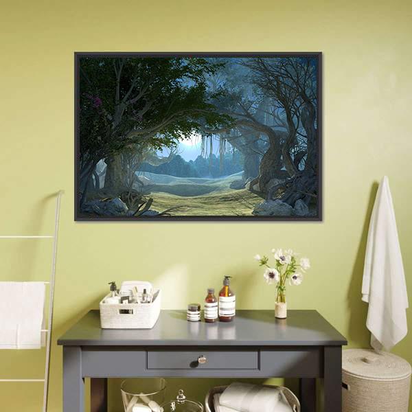 Enchanted Dark Forest Canvas Wall Art-3 Horizontal-Gallery Wrap-25" x 16"-Tiaracle