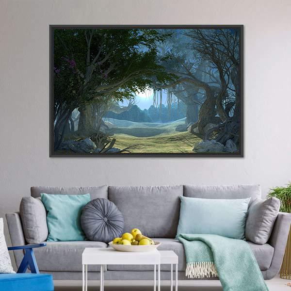 Enchanted Dark Forest Canvas Wall Art-3 Horizontal-Gallery Wrap-25" x 16"-Tiaracle