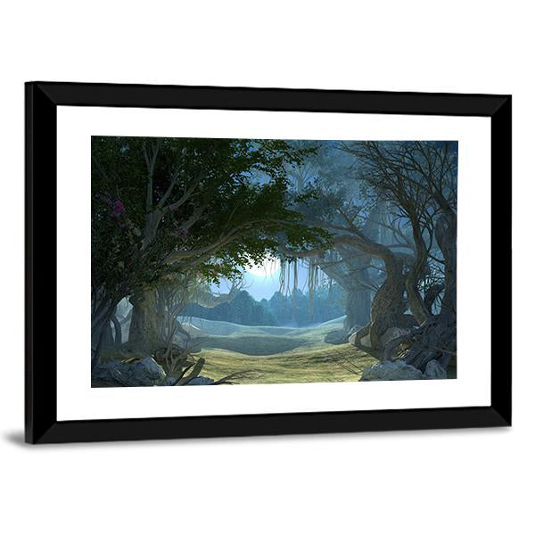 Enchanted Dark Forest Canvas Wall Art-3 Horizontal-Gallery Wrap-25" x 16"-Tiaracle