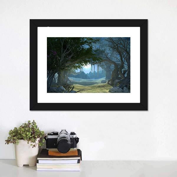 Enchanted Dark Forest Canvas Wall Art-3 Horizontal-Gallery Wrap-25" x 16"-Tiaracle
