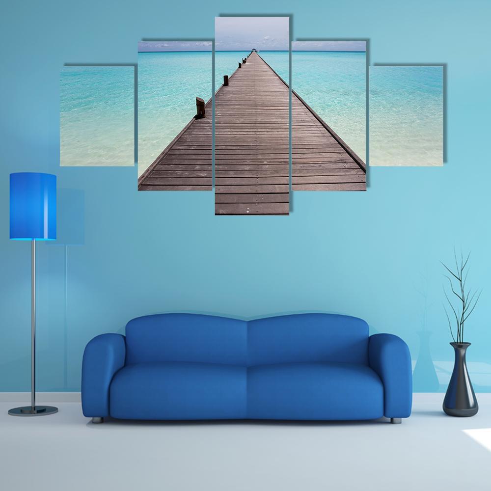 Endless Maldivian Runway Canvas Wall Art-5 Star-Gallery Wrap-62" x 32"-Tiaracle