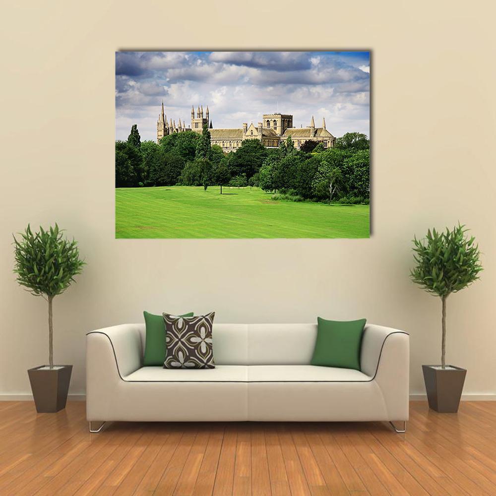 English Landscape With Cathedral Canvas Wall Art-1 Piece-Gallery Wrap-48" x 32"-Tiaracle