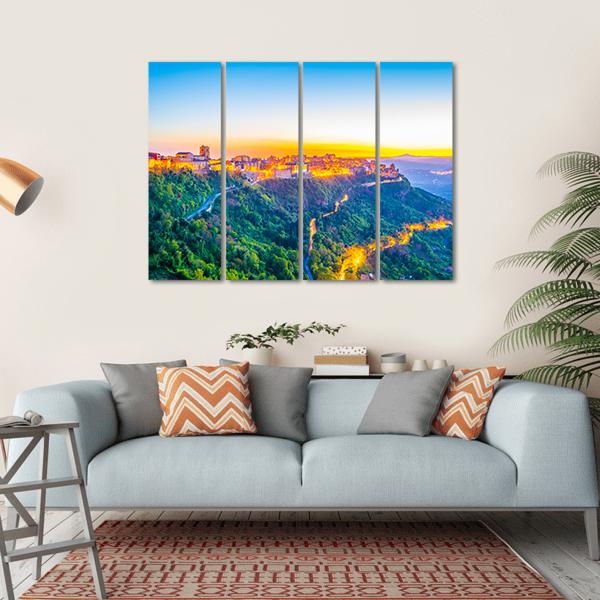 Enna Town In Sicily Canvas Wall Art-4 Horizontal-Gallery Wrap-34" x 24"-Tiaracle