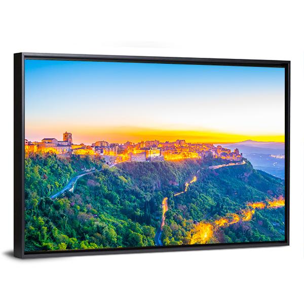 Enna Town In Sicily Canvas Wall Art-3 Horizontal-Gallery Wrap-25" x 16"-Tiaracle