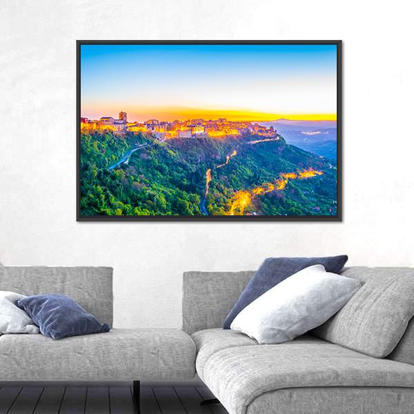 Enna Town In Sicily Canvas Wall Art-3 Horizontal-Gallery Wrap-25" x 16"-Tiaracle