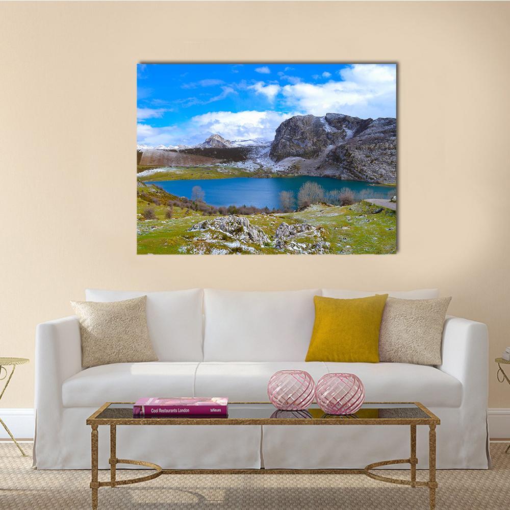 Enol Lake Austria Canvas Wall Art-1 Piece-Gallery Wrap-48" x 32"-Tiaracle