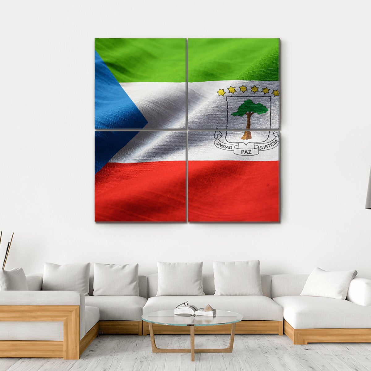 Equatorial Guinea Flag Canvas Wall Art-4 Square-Gallery Wrap-17" x 17"-Tiaracle