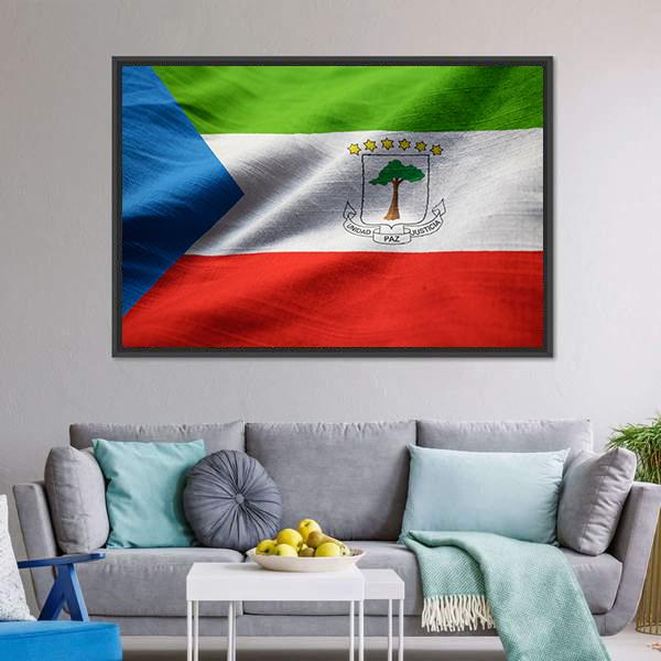 Equatorial Guinea Flag Canvas Wall Art-5 Horizontal-Gallery Wrap-22" x 12"-Tiaracle