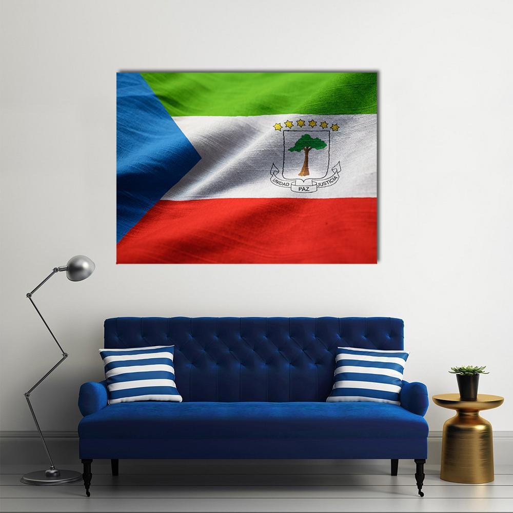 Equatorial Guinea Flag Canvas Wall Art-1 Piece-Gallery Wrap-48" x 32"-Tiaracle