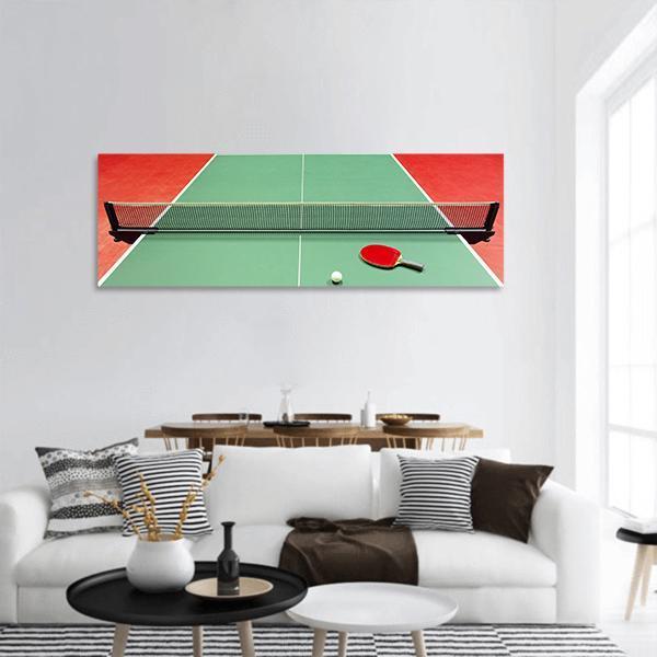 Red Table Tennis Racket Panoramic Canvas Wall Art-1 Piece-36" x 12"-Tiaracle