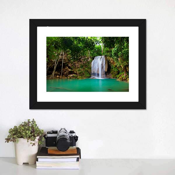 Eravan Waterfall In Kanchanaburi Canvas Wall Art-3 Horizontal-Gallery Wrap-25" x 16"-Tiaracle