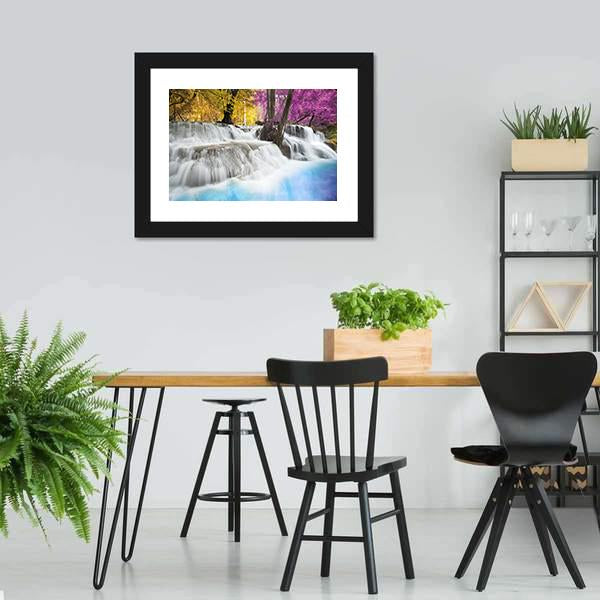 Erawan Waterfall Kanchanaburi Canvas Wall Art-5 Horizontal-Gallery Wrap-22" x 12"-Tiaracle