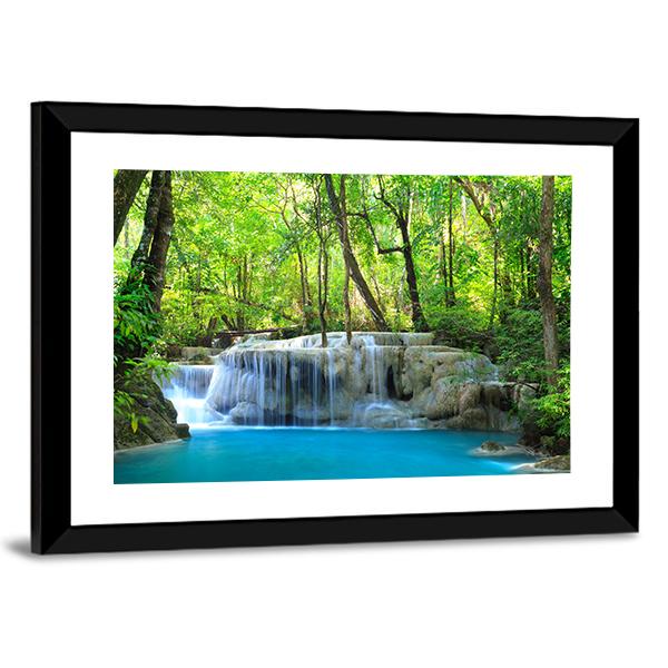 Erawan Waterfall Canvas Wall Art-3 Horizontal-Gallery Wrap-25" x 16"-Tiaracle