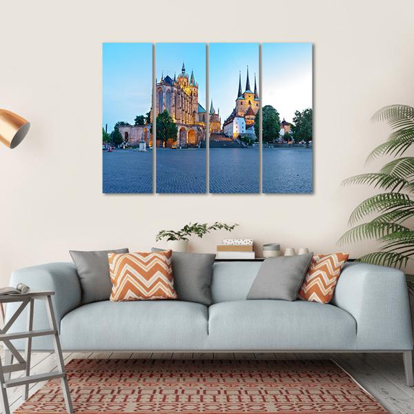 Erfurt Cathedral Canvas Wall Art-4 Horizontal-Gallery Wrap-34" x 24"-Tiaracle