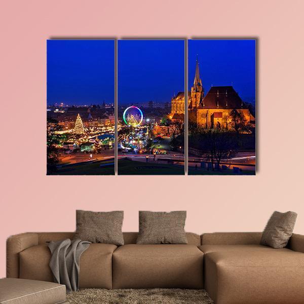 Erfurt Christmas Market Canvas Wall Art-3 Horizontal-Gallery Wrap-25" x 16"-Tiaracle