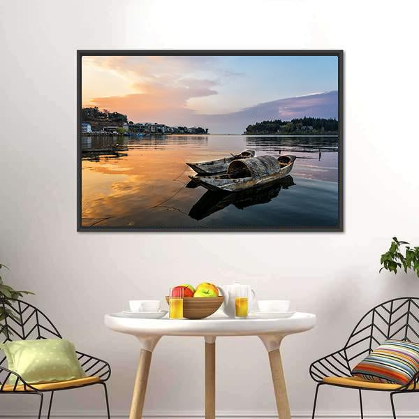 Erhai Lake China Canvas Wall Art-1 Piece-Floating Frame-24" x 16"-Tiaracle