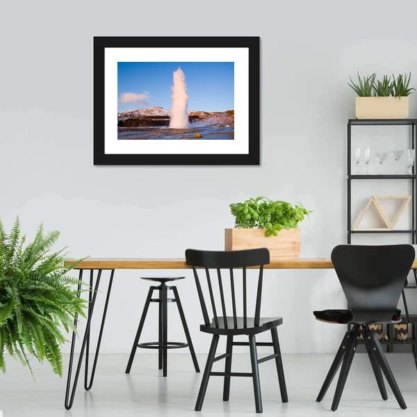 Erupting Geyser In Iceland Canvas Wall Art-3 Horizontal-Gallery Wrap-25" x 16"-Tiaracle