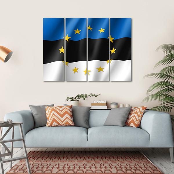 Estonia National Flag Canvas Wall Art-4 Horizontal-Gallery Wrap-34" x 24"-Tiaracle
