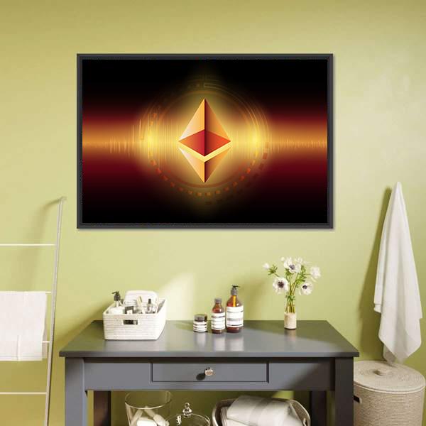 Ethereum Symbol Concept Canvas Wall Art-3 Horizontal-Gallery Wrap-25" x 16"-Tiaracle