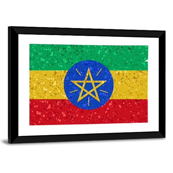 Ethiopian Flag Canvas Wall Art-3 Horizontal-Gallery Wrap-25" x 16"-Tiaracle