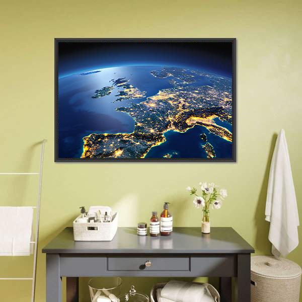 Planet Earth Night View Canvas Wall Art-3 Horizontal-Gallery Wrap-25" x 16"-Tiaracle