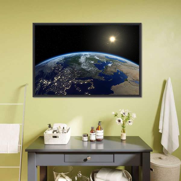 Europe From Satellite Panoramic Canvas Wall Art-1 Piece-36" x 12"-Tiaracle