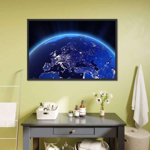 Europe From Space Canvas Wall Art-5 Horizontal-Gallery Wrap-22" x 12"-Tiaracle