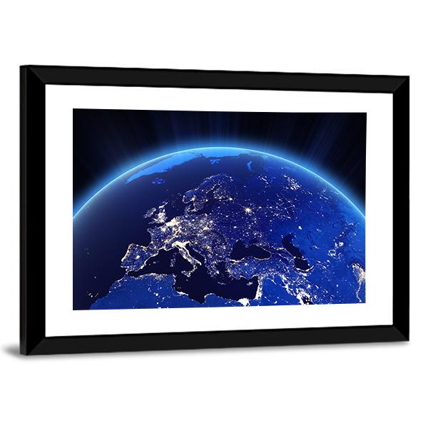 Europe From Space Canvas Wall Art-5 Horizontal-Gallery Wrap-22" x 12"-Tiaracle